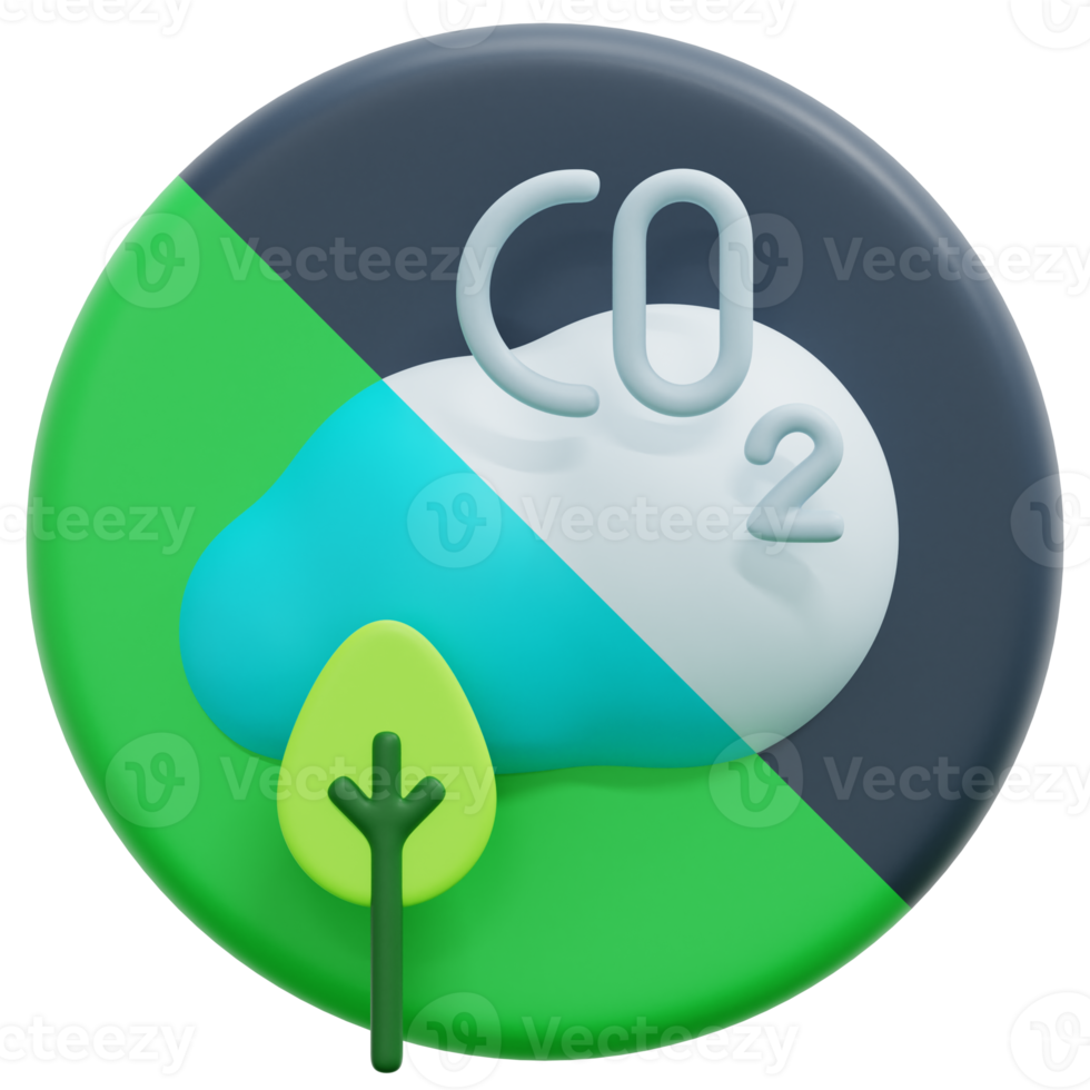zero emission 3d render icon illustration png