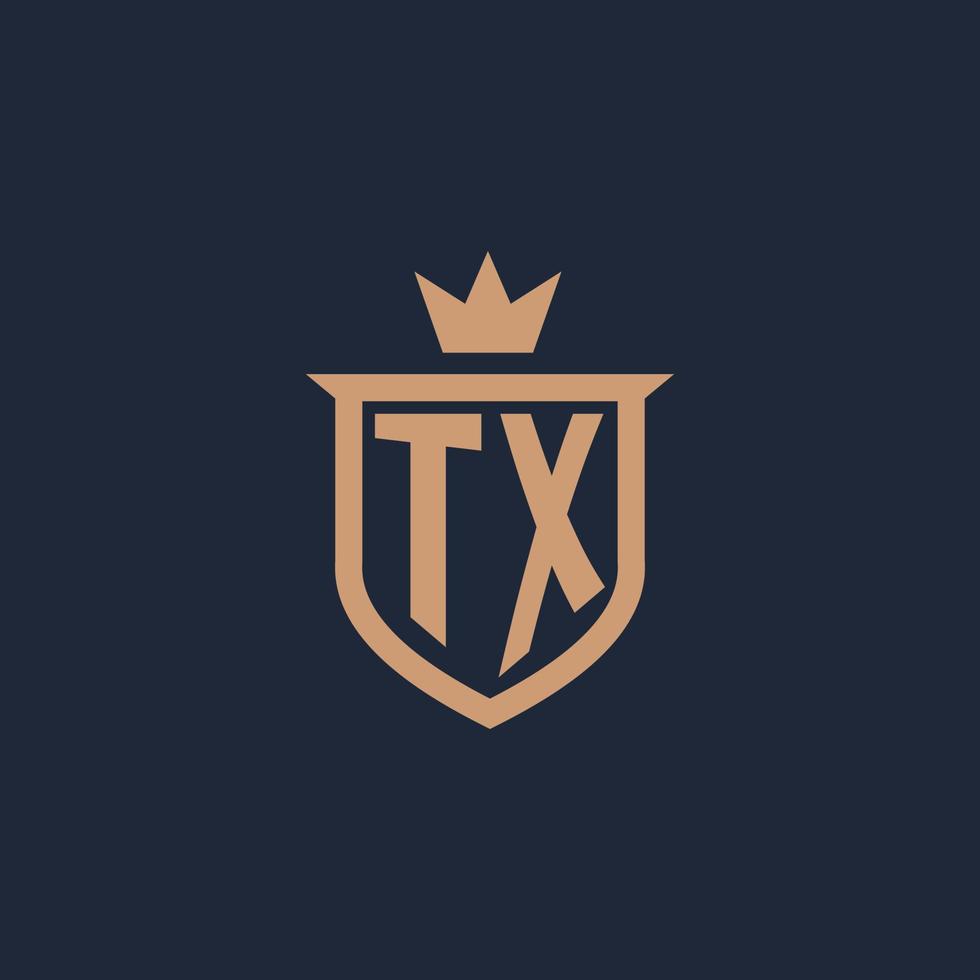 TX monogram initial logo with shield and crown style vector