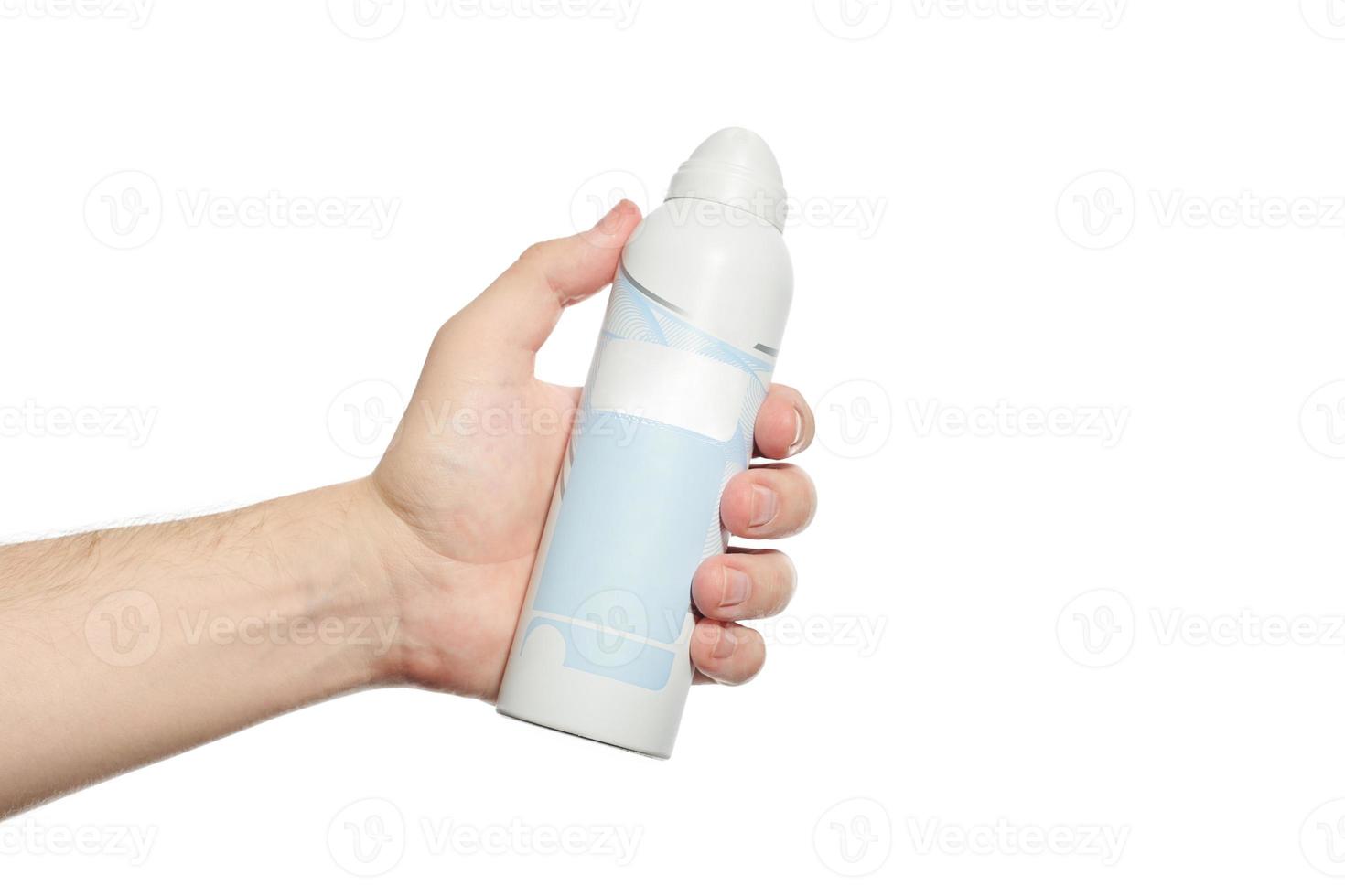 Antiperspirant bottle on white background. photo