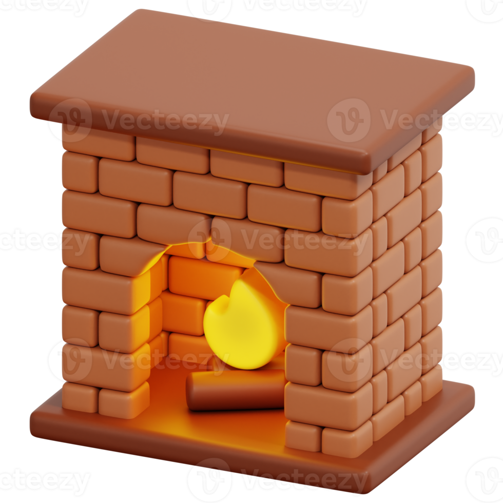 fireplace 3d render icon illustration png