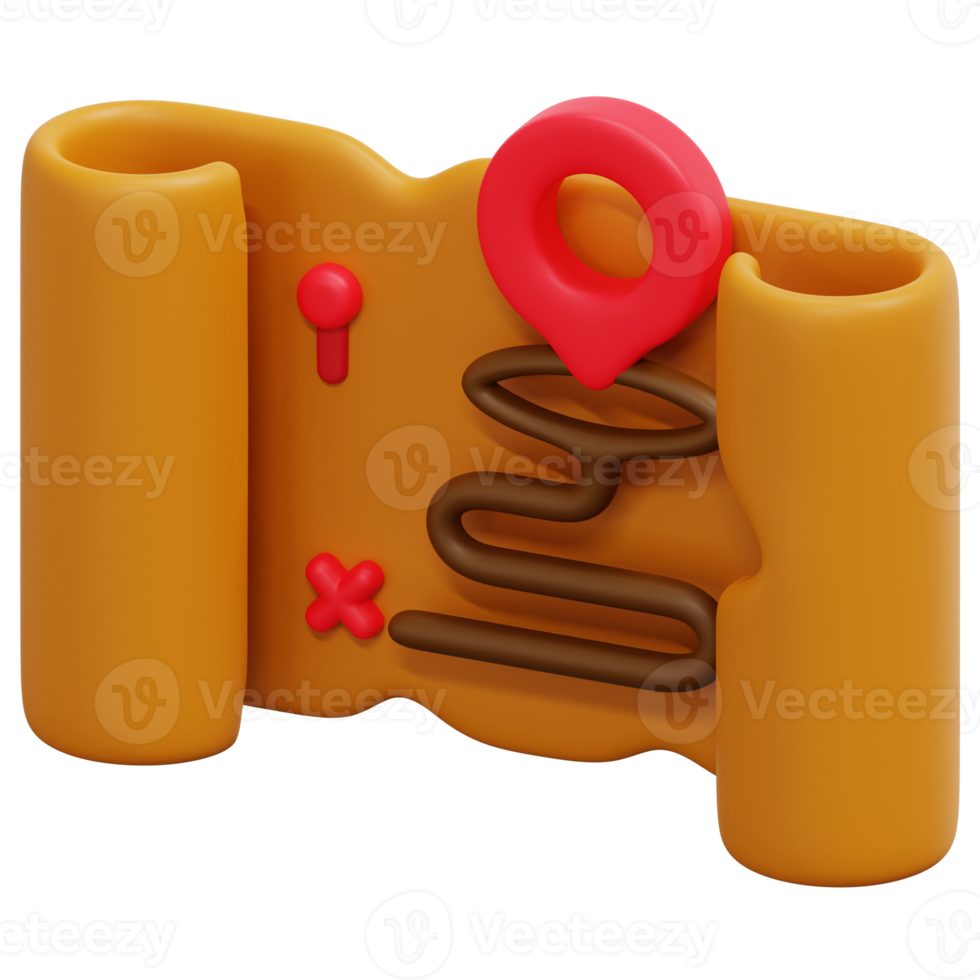old map 3d render icon illustration png