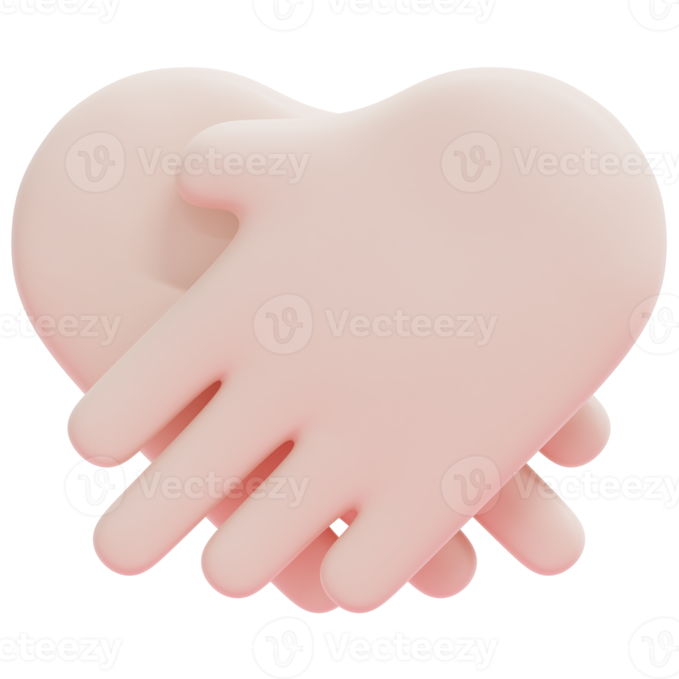 hand in hand 3d render icon illustration png