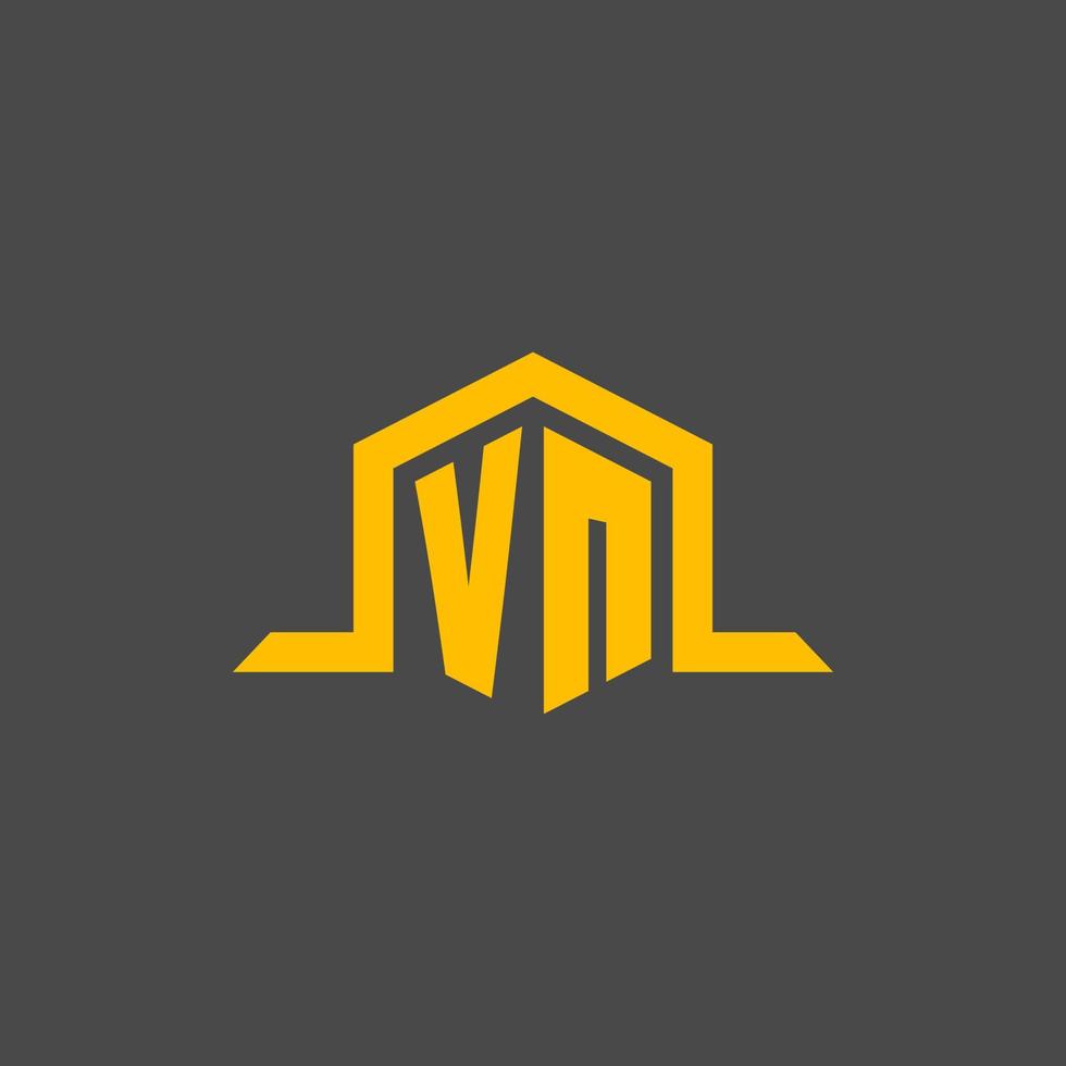 logotipo inicial del monograma vn con diseño de estilo hexagonal vector