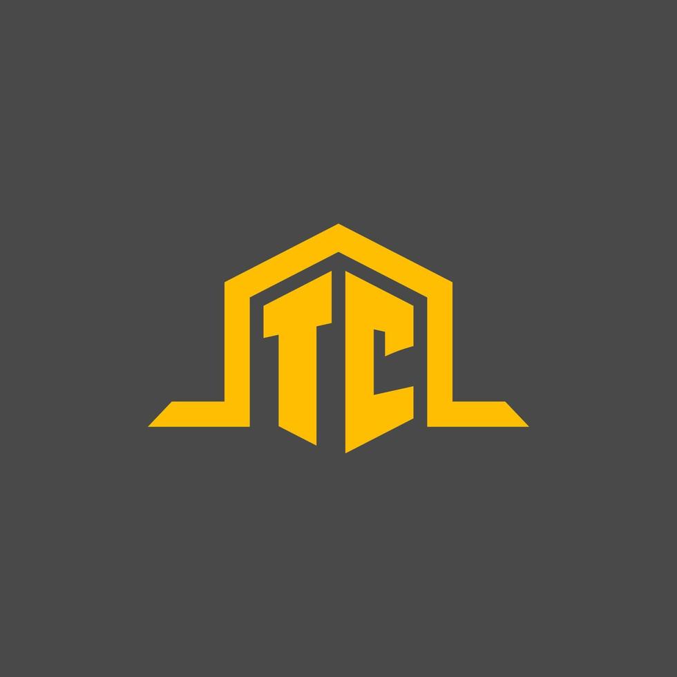 TC monogram initial logo with hexagon style design vector