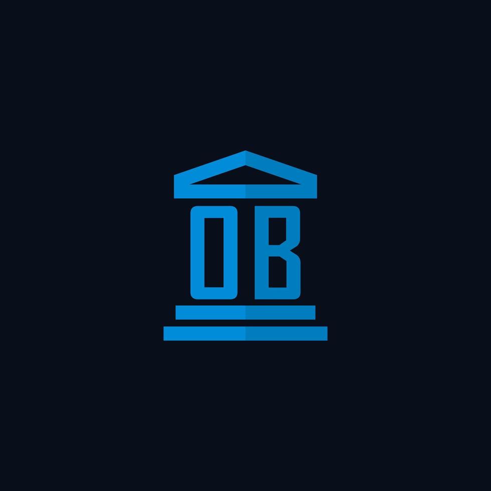 OB initial logo monogram with simple courthouse building icon design vector