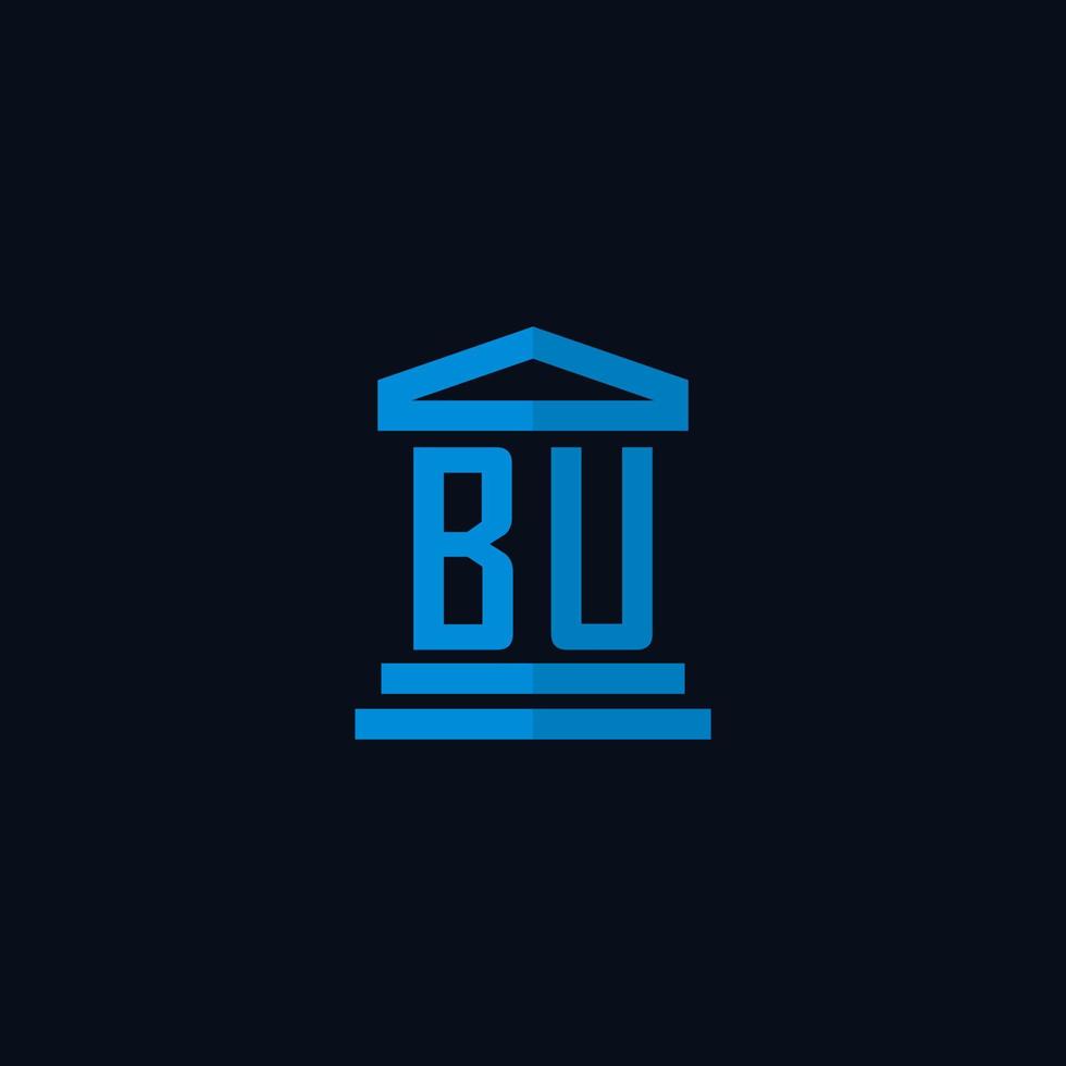 BU initial logo monogram with simple courthouse building icon design vector