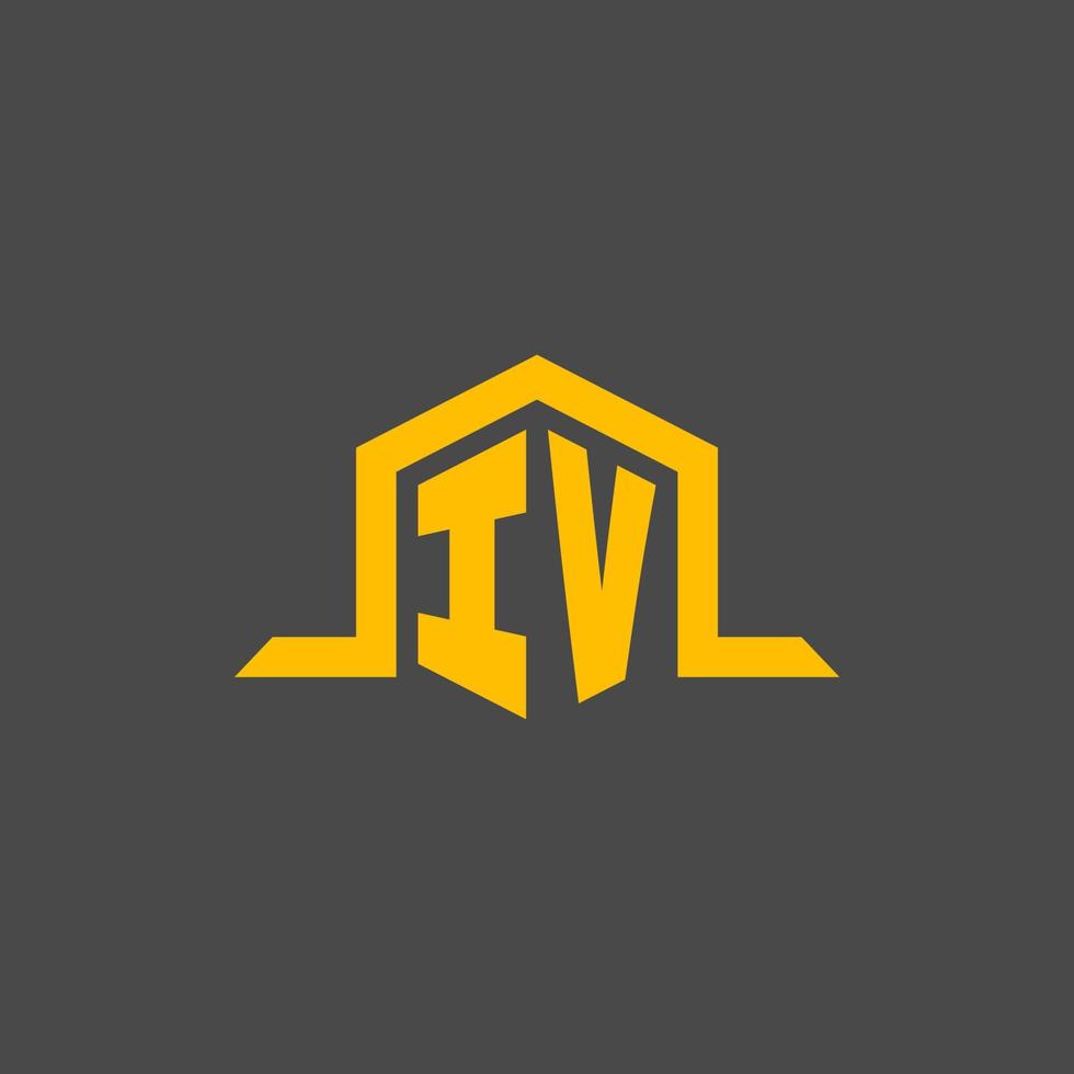 logotipo inicial del monograma iv con diseño de estilo hexagonal vector