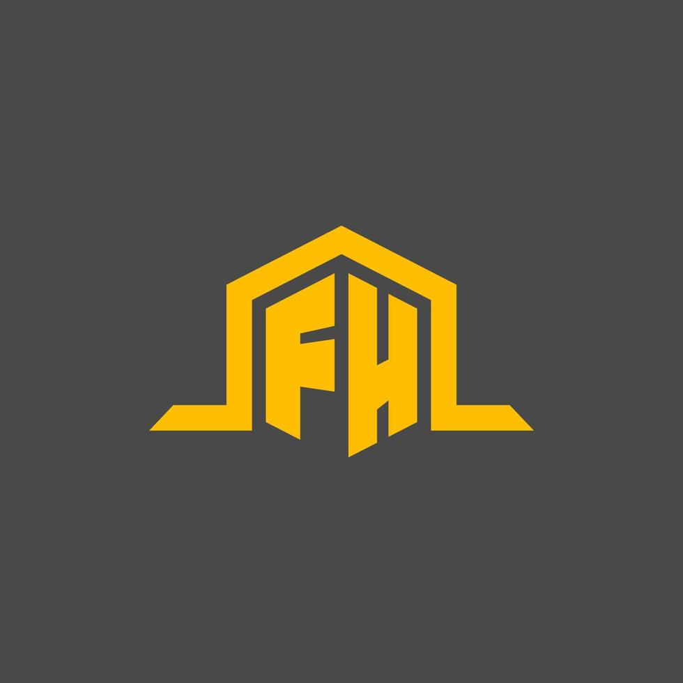 FH monogram initial logo with hexagon style design vector
