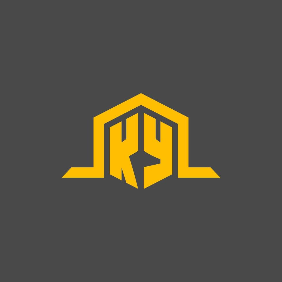 logotipo inicial del monograma ky con diseño de estilo hexagonal vector