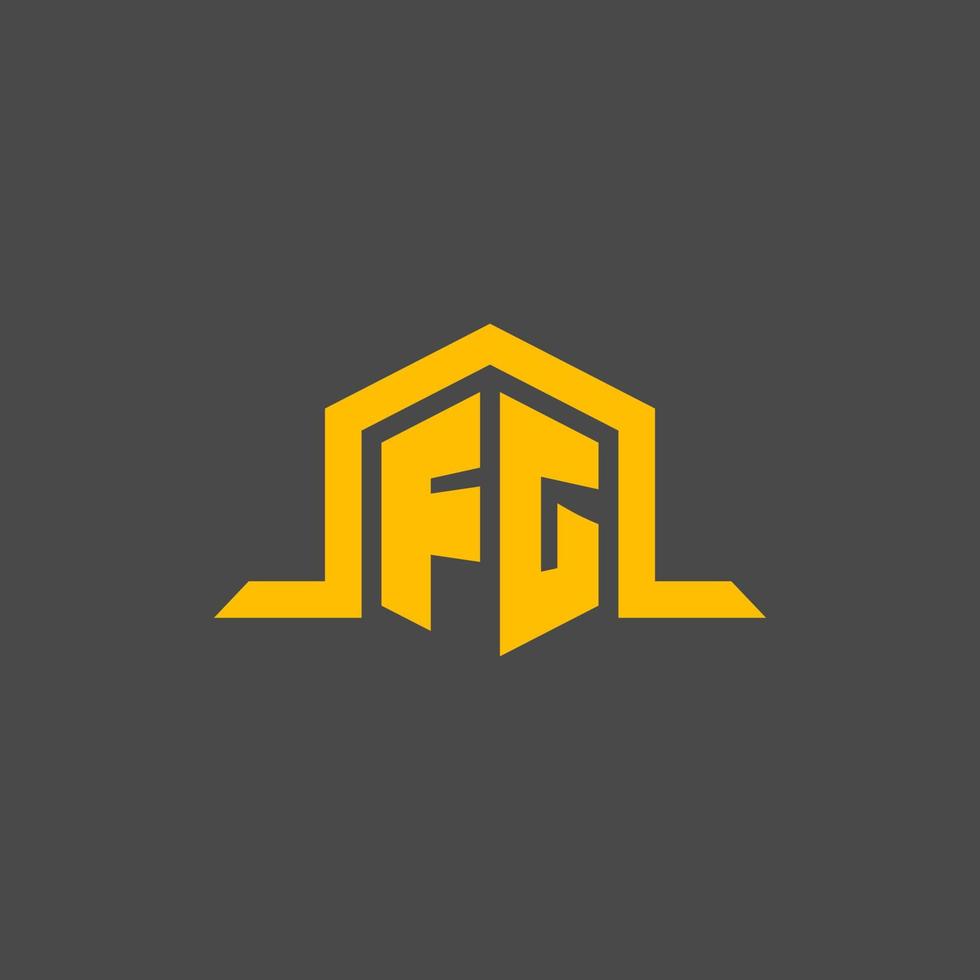FG monogram initial logo with hexagon style design vector