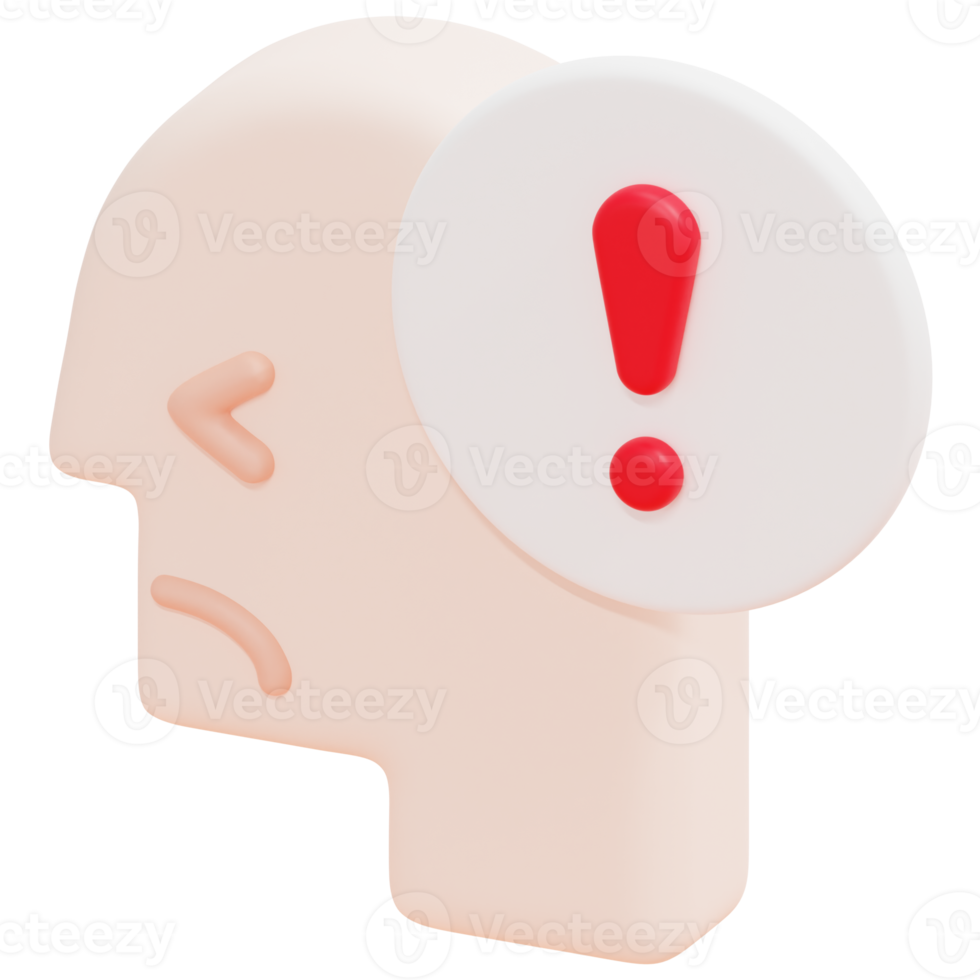 worried 3d render icon illustration png