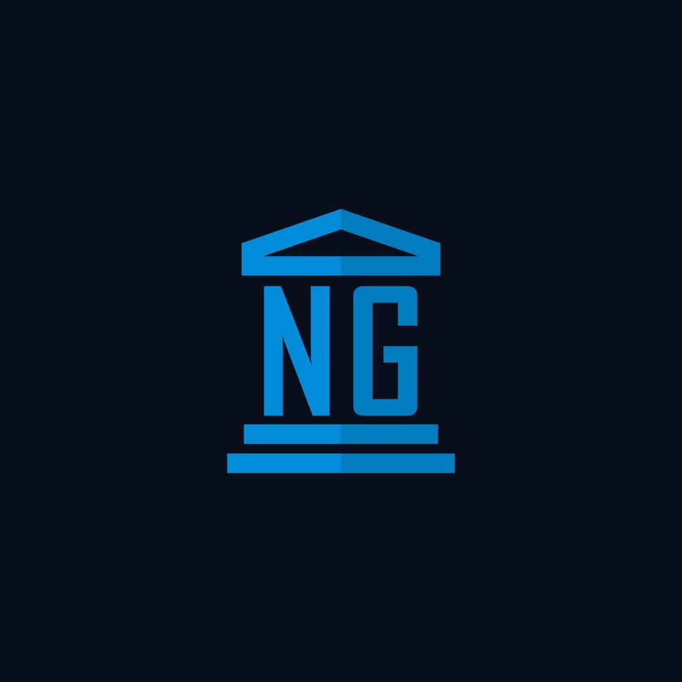 NG initial logo monogram with simple courthouse building icon design vector