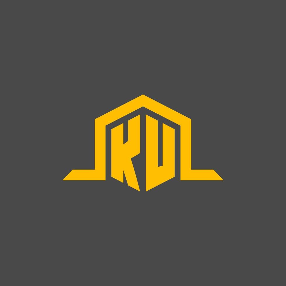logotipo inicial del monograma ku con diseño de estilo hexagonal vector