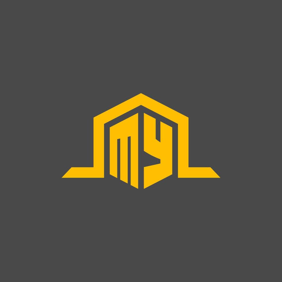 MY monogram initial logo with hexagon style design vector