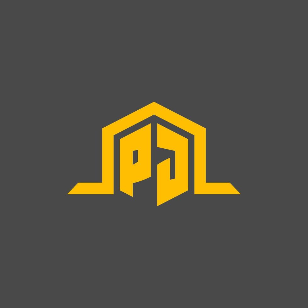 PJ monogram initial logo with hexagon style design vector
