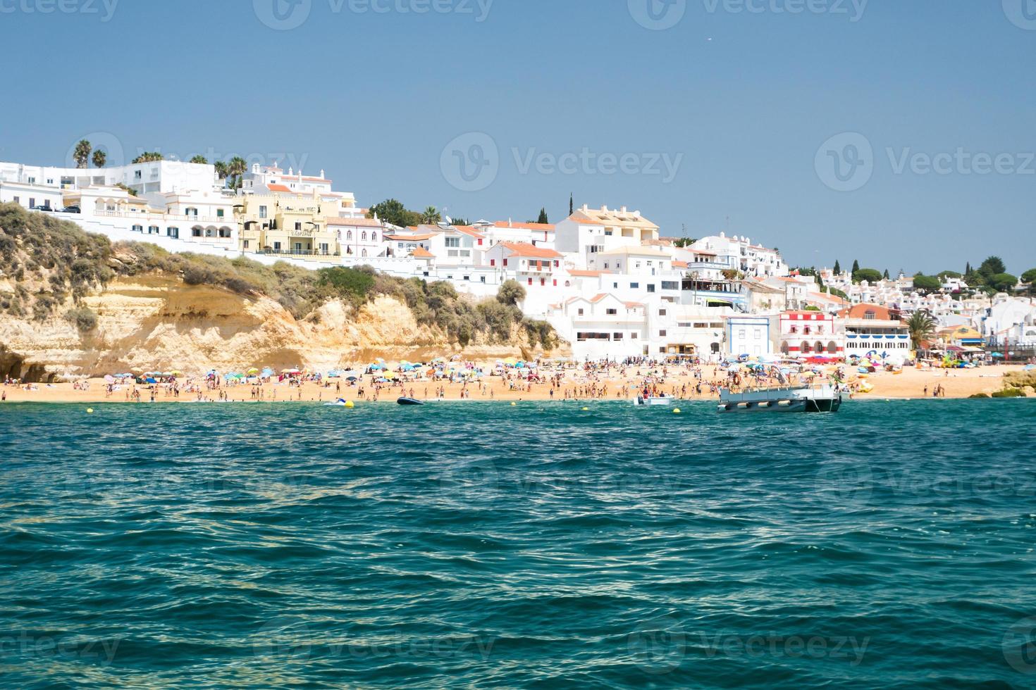 View from the boat of the beautiful Algarve coast in southern Portugal during a sunny day photo