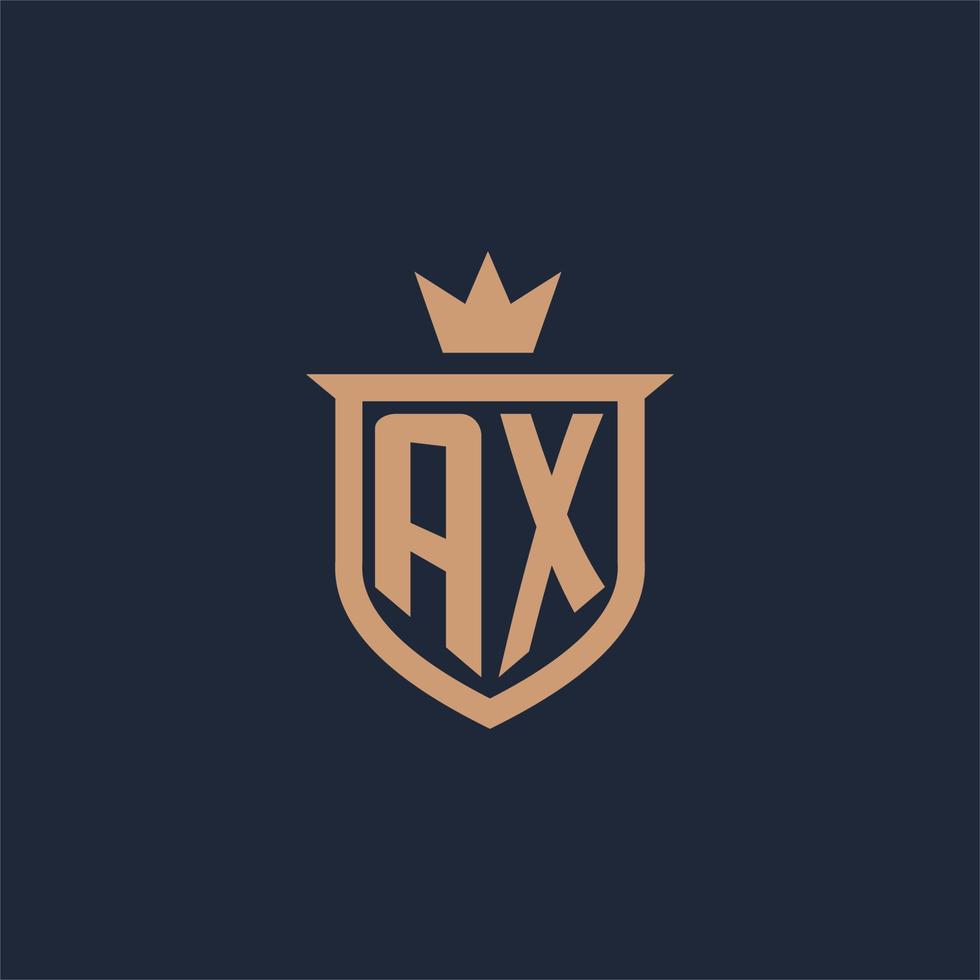 AX monogram initial logo with shield and crown style vector