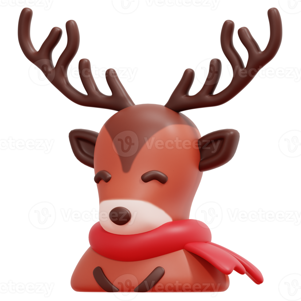 reindeer 3d render icon illustration png