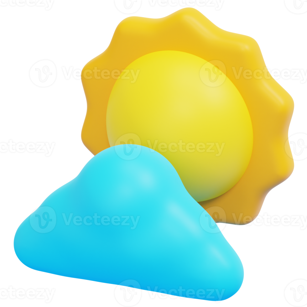 cloudy day 3d render icon illustration png