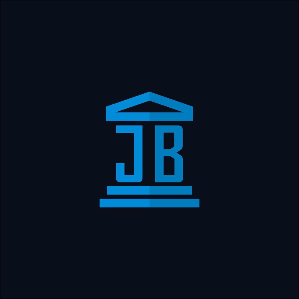 Monograma del logotipo inicial de jb con vector de diseño de icono de edificio de juzgado simple