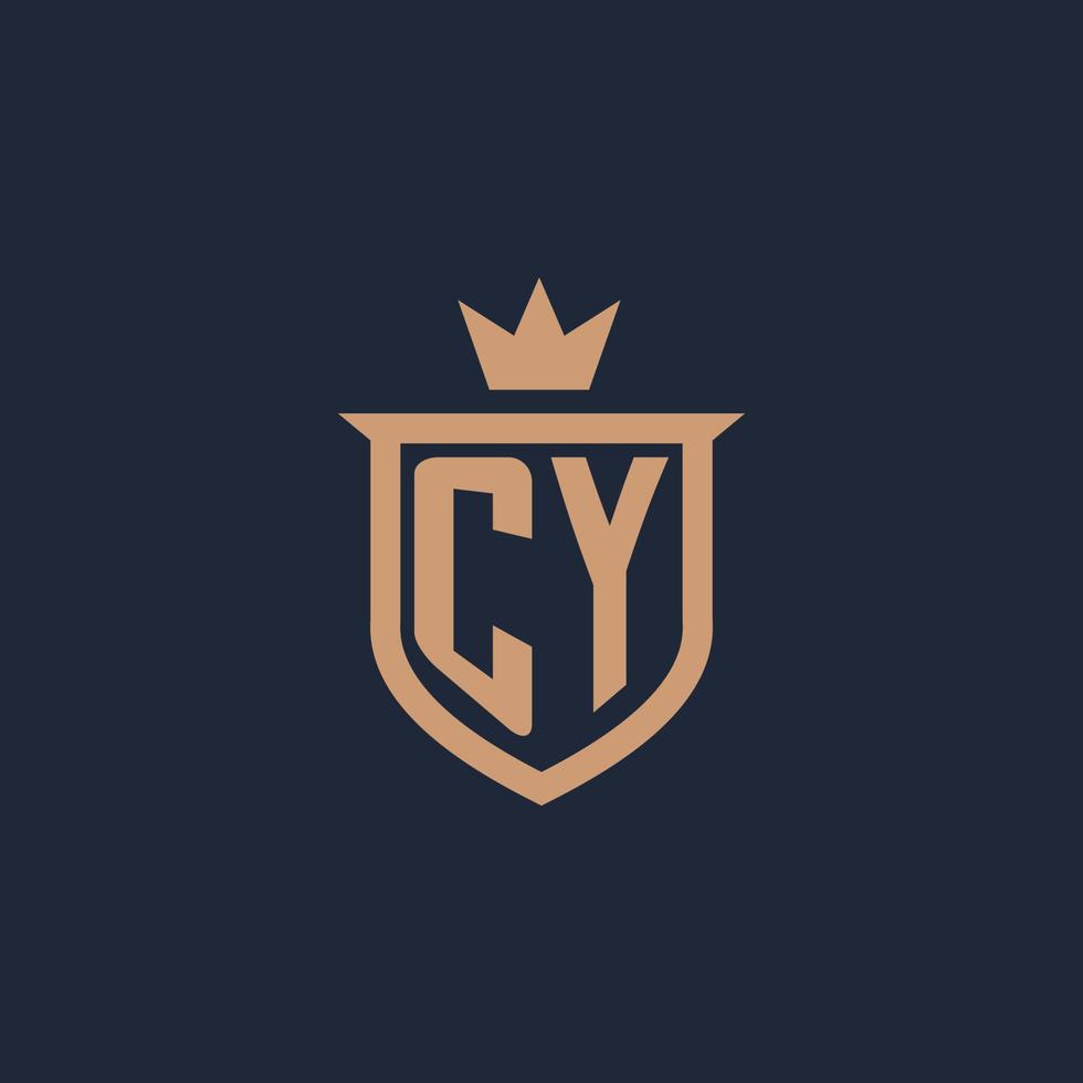 CY monogram initial logo with shield and crown style vector