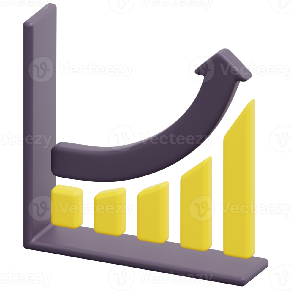 growth chart 3d render icon illustration png