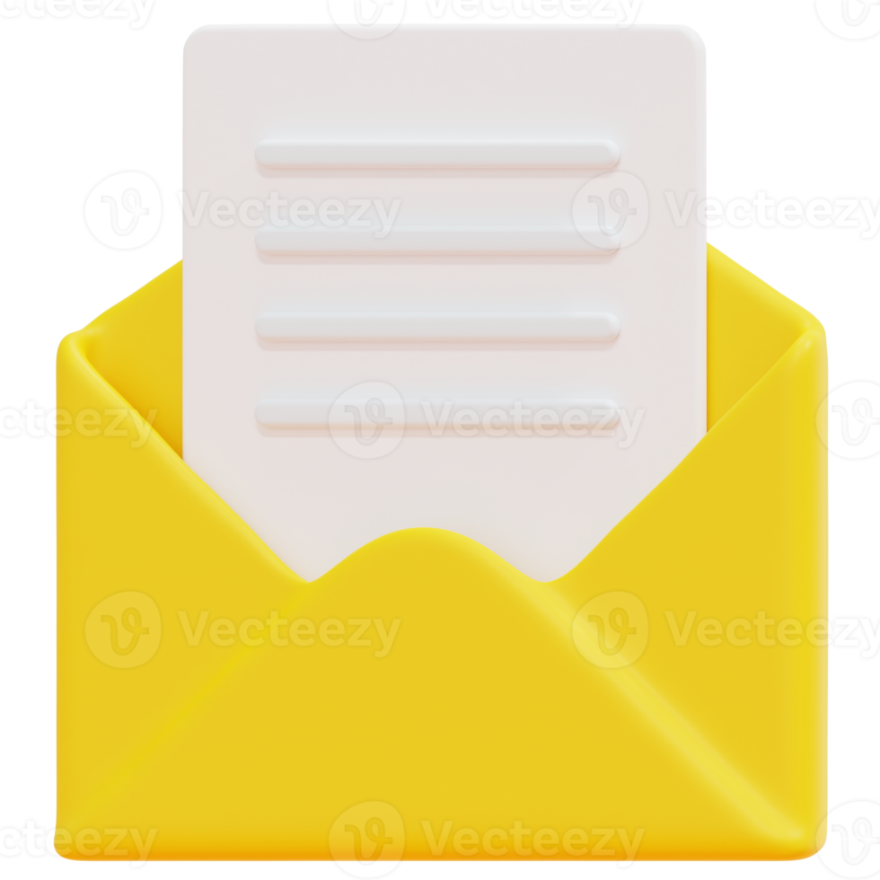 open email 3d render icon illustration png