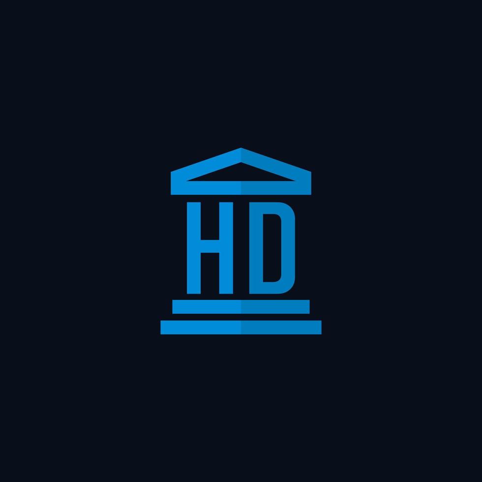 monograma de logotipo inicial hd con vector de diseño de icono de edificio de juzgado simple