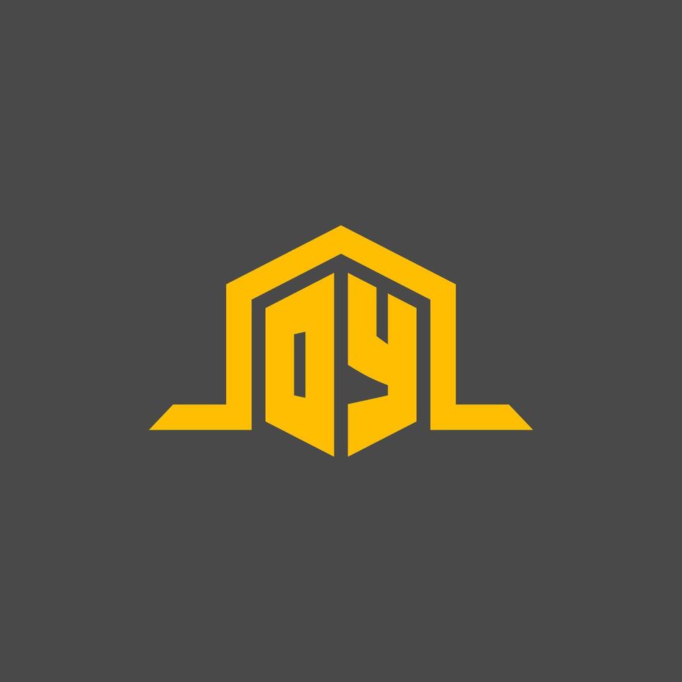OY monogram initial logo with hexagon style design vector