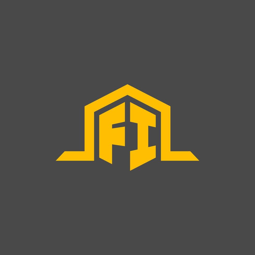 FI monogram initial logo with hexagon style design vector