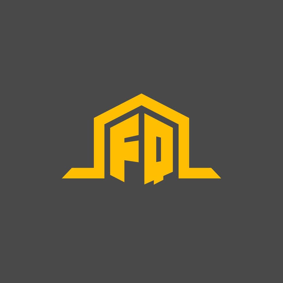 FQ monogram initial logo with hexagon style design vector
