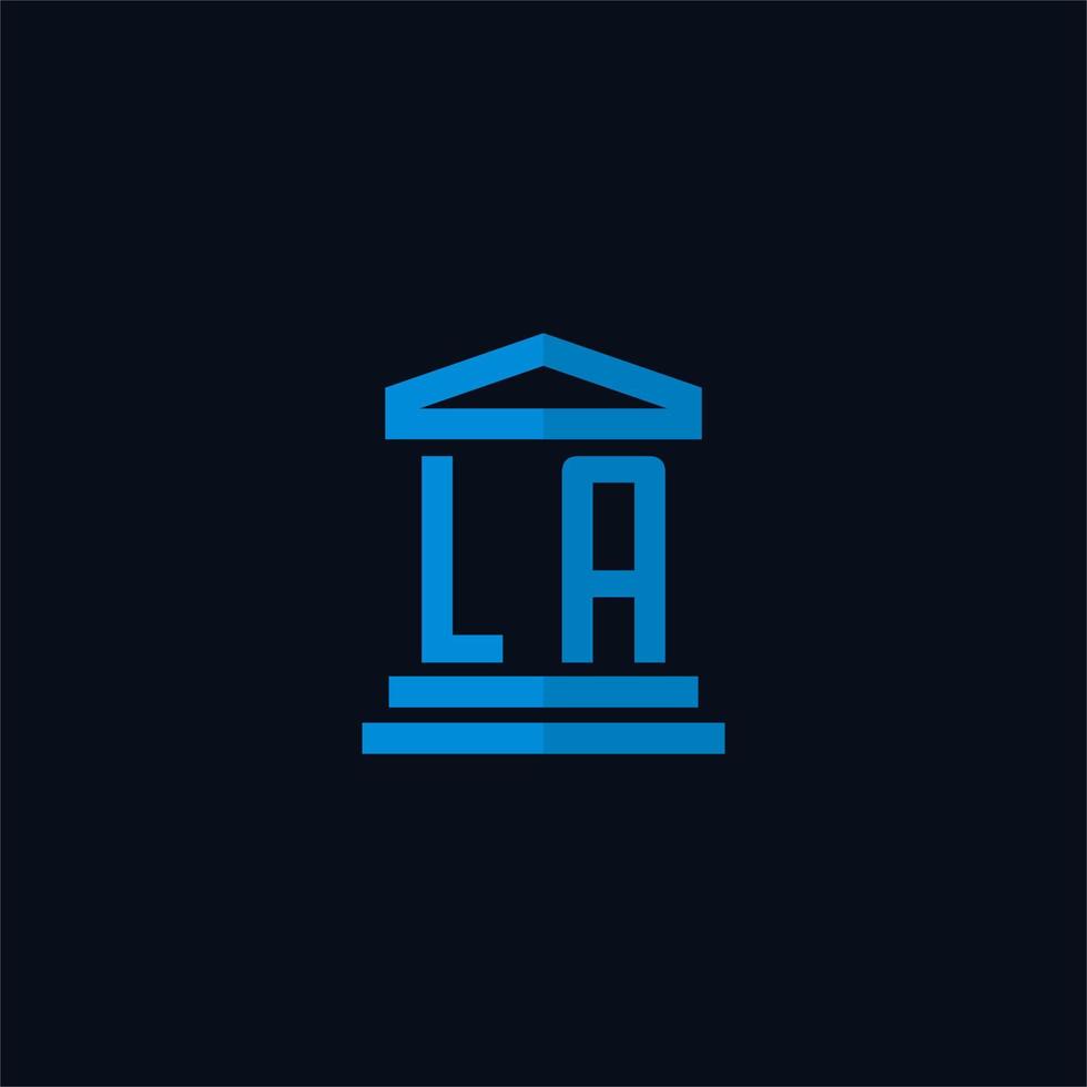 LA initial logo monogram with simple courthouse building icon design vector