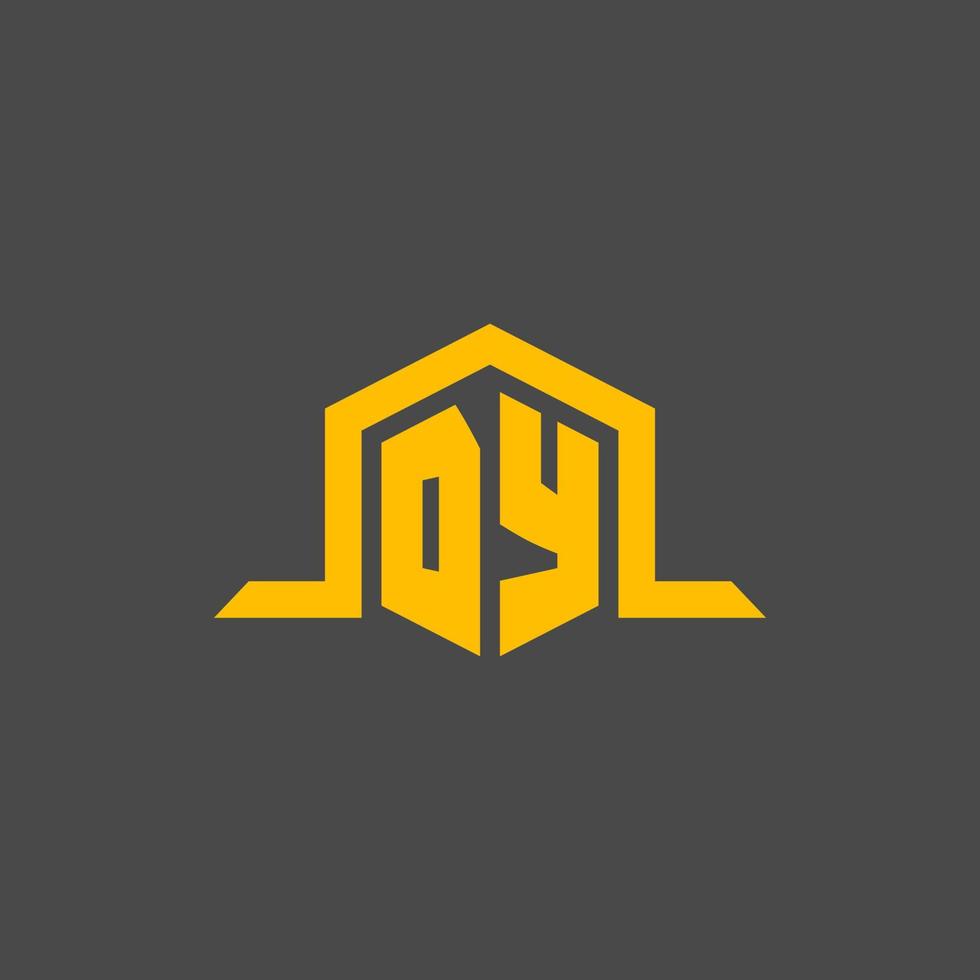 DY monogram initial logo with hexagon style design vector