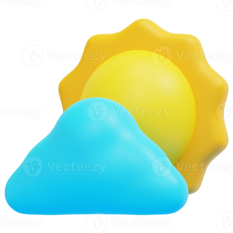 cloudy day 3d render icon illustration png