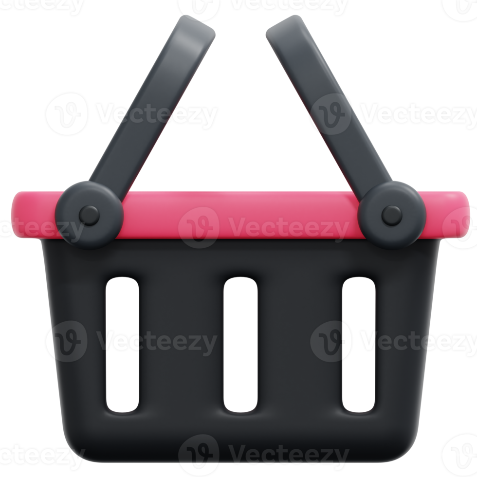 basket 3d render icon illustration png