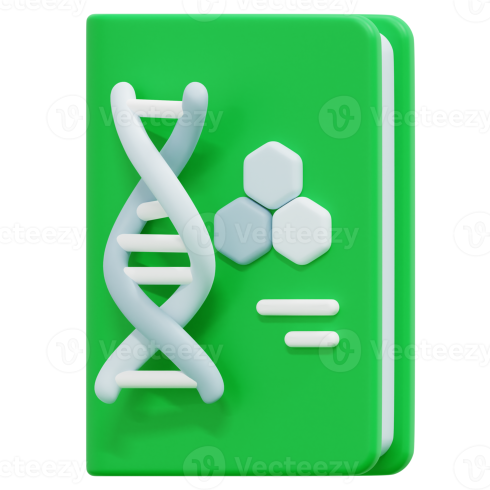 illustration de l'icône de rendu 3d du livre de biologie png