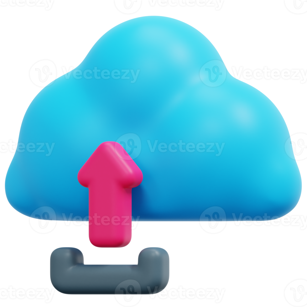 cloud upload 3d render icon illustration png