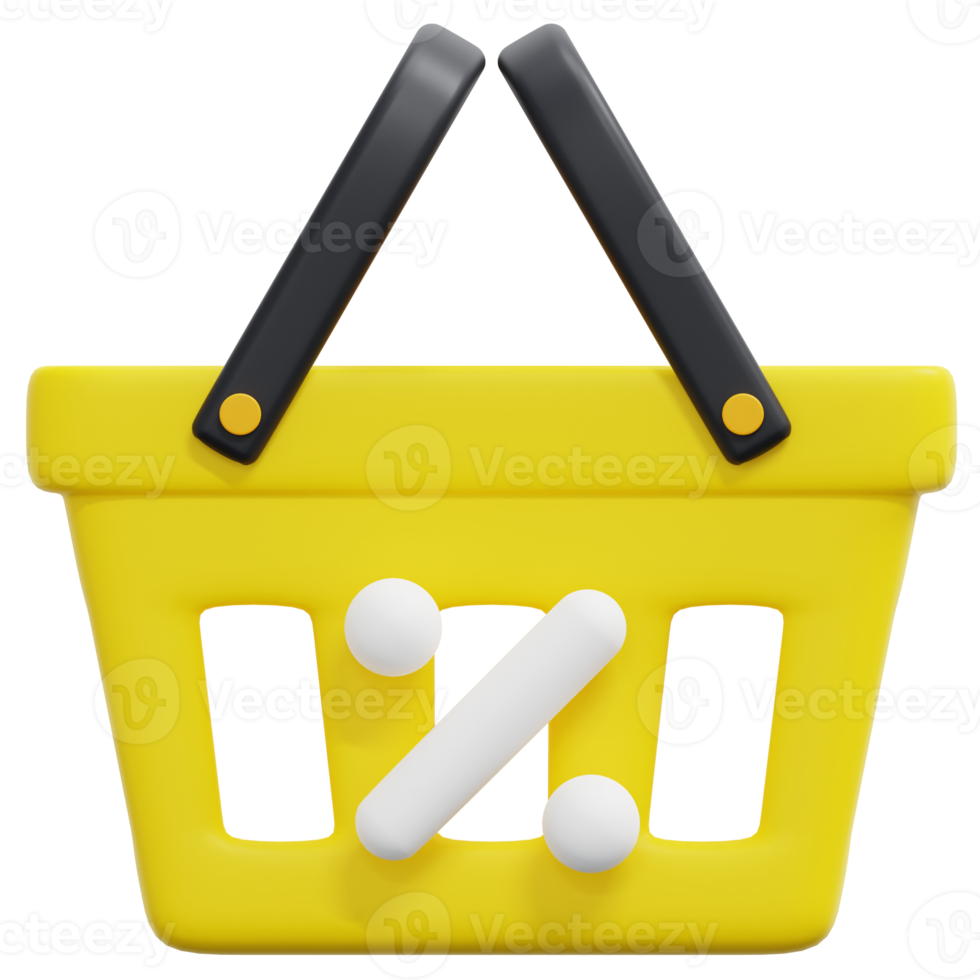 basket 3d render icon illustration png