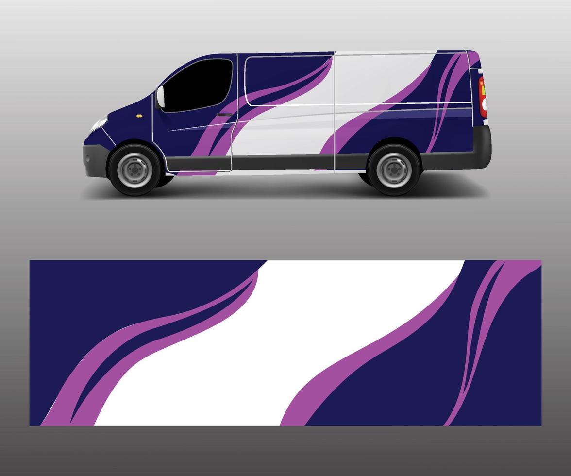 Vehicle decal wrap design cargo van vector. Graphic abstract wave background designs for advertisement company branding vector