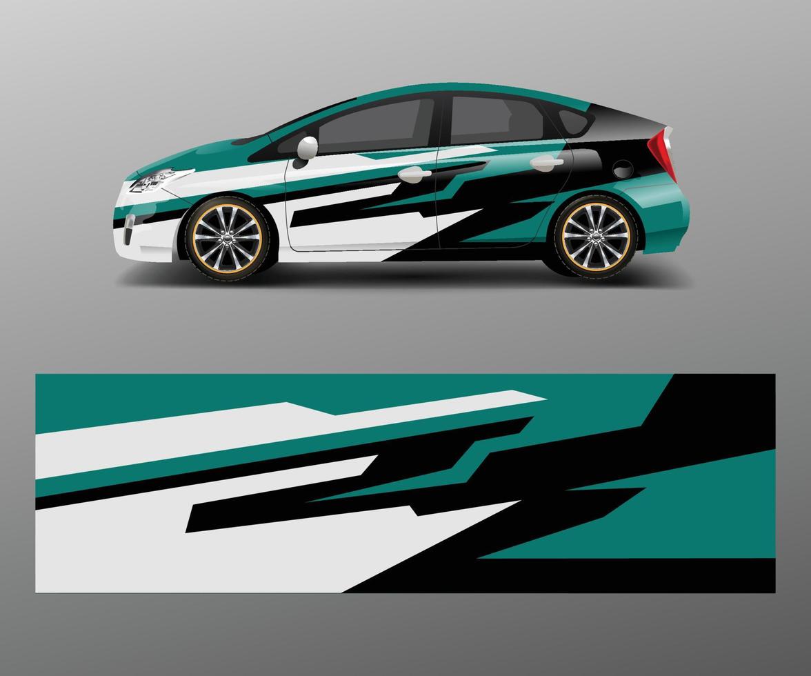 Car wrap decal design vector. Graphic abstract racing designs for vehicle, rally, race, adventure template design vector