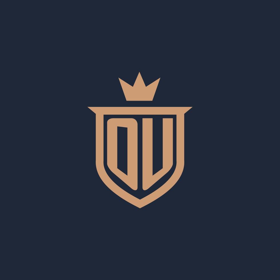 OU monogram initial logo with shield and crown style vector