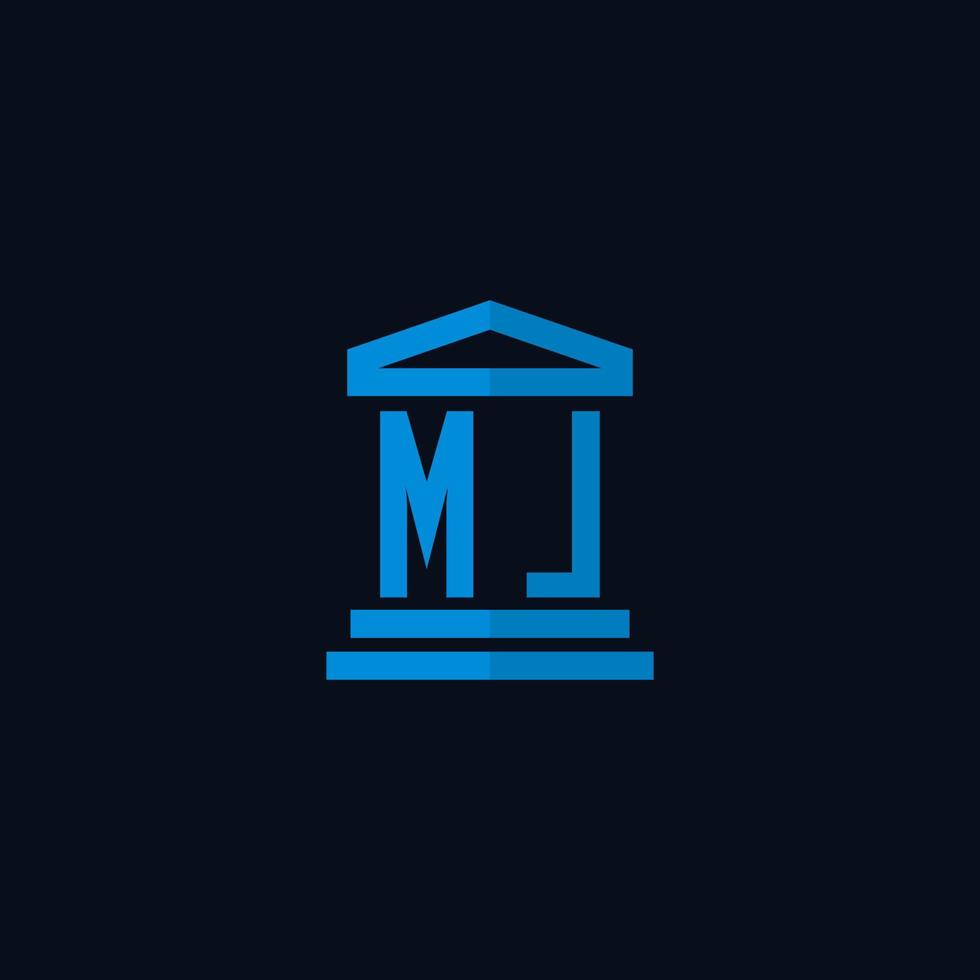 Monograma del logotipo inicial de ml con vector de diseño de icono de edificio de juzgado simple