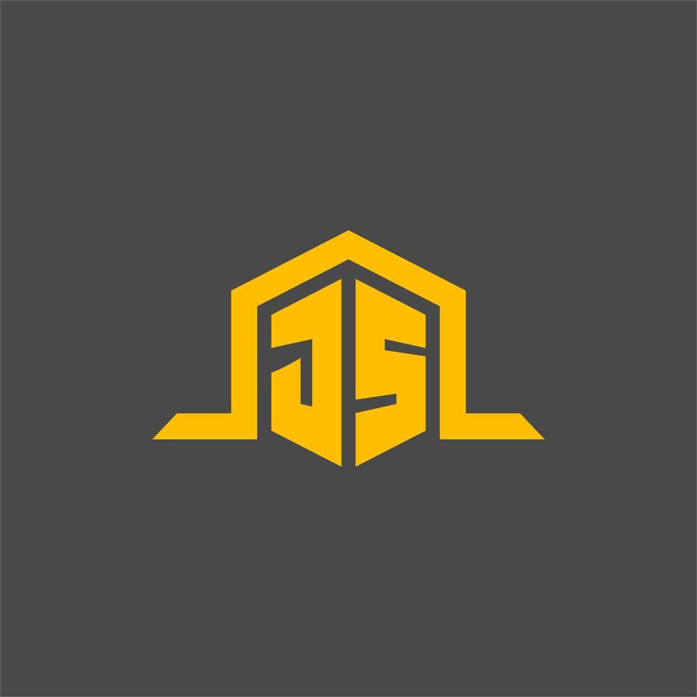 JS monogram initial logo with hexagon style design vector