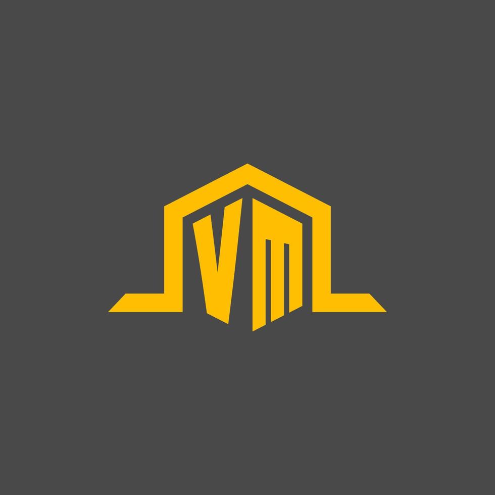 VM monogram initial logo with hexagon style design vector