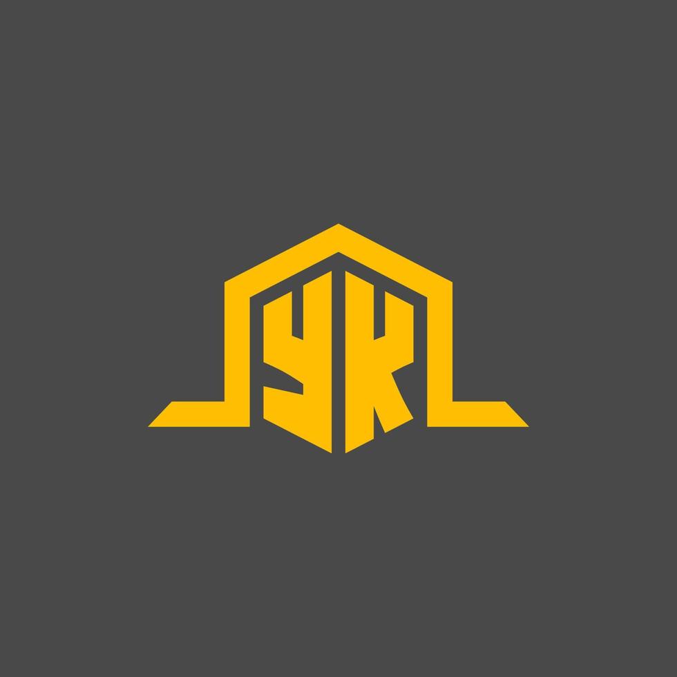 YK monogram initial logo with hexagon style design 11649094