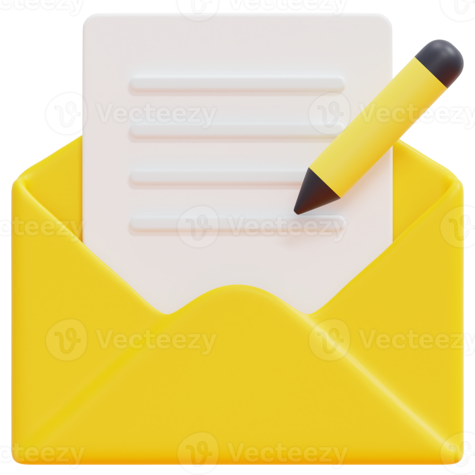 écrire du courrier illustration de l'icône de rendu 3d png