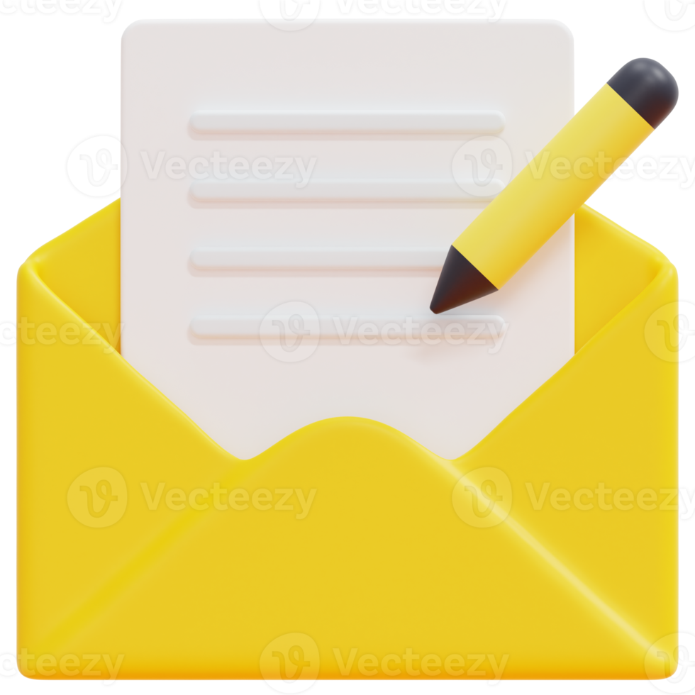 escribir correo 3d render icono ilustración png