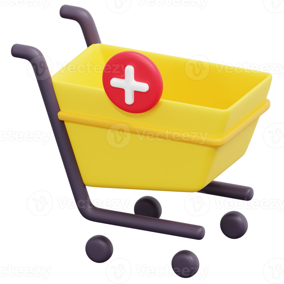 shopping cart 3d render icon illustration png