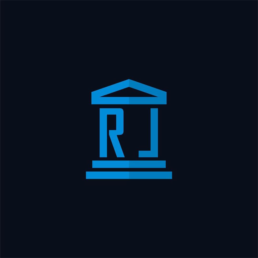 monograma del logotipo inicial de rl con vector de diseño de icono de edificio de juzgado simple