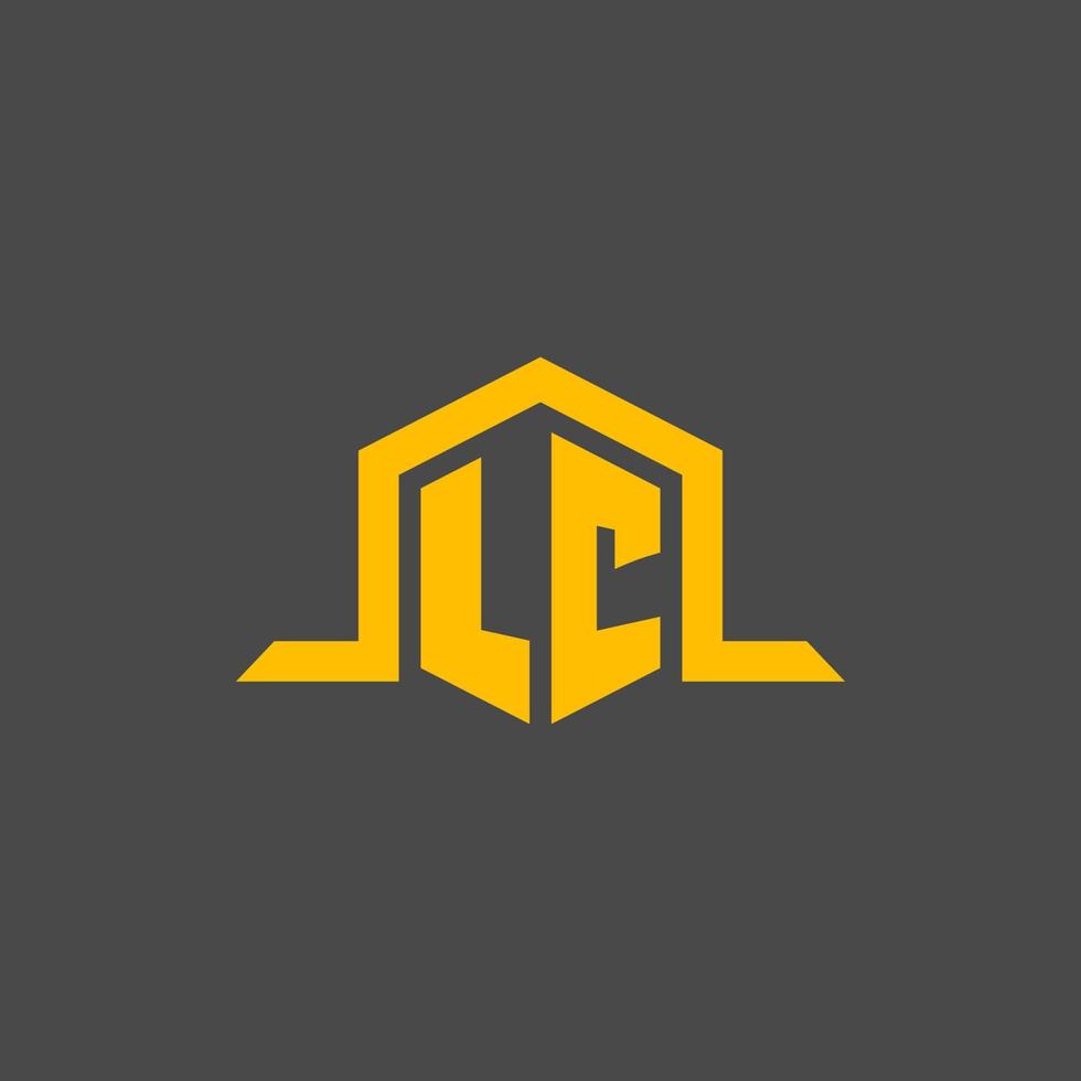 LC monogram initial logo with hexagon style design vector